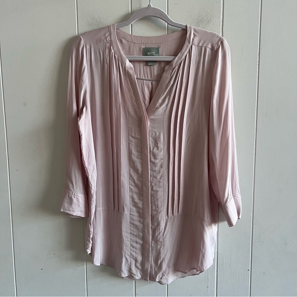 Antrhopologie Maeve Blush Pleated Blouse